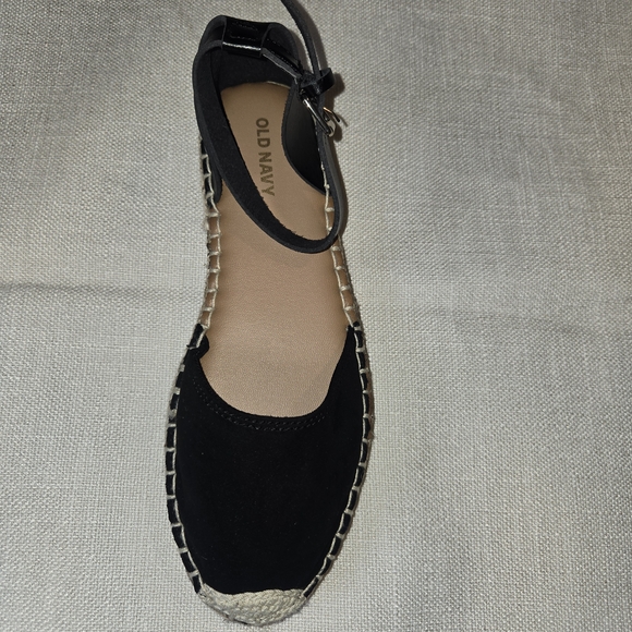 Old Navy Black Espadrille Ankle-Strap Flats Size 6 - Picture 3 of 11